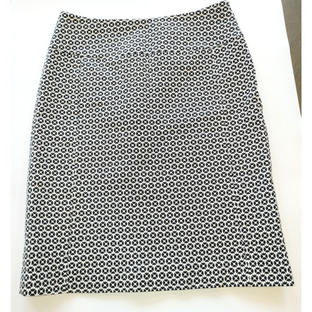 Brooks Brothers Women Black White Geometric Floral Pencil Skirt Size 6 Portugal